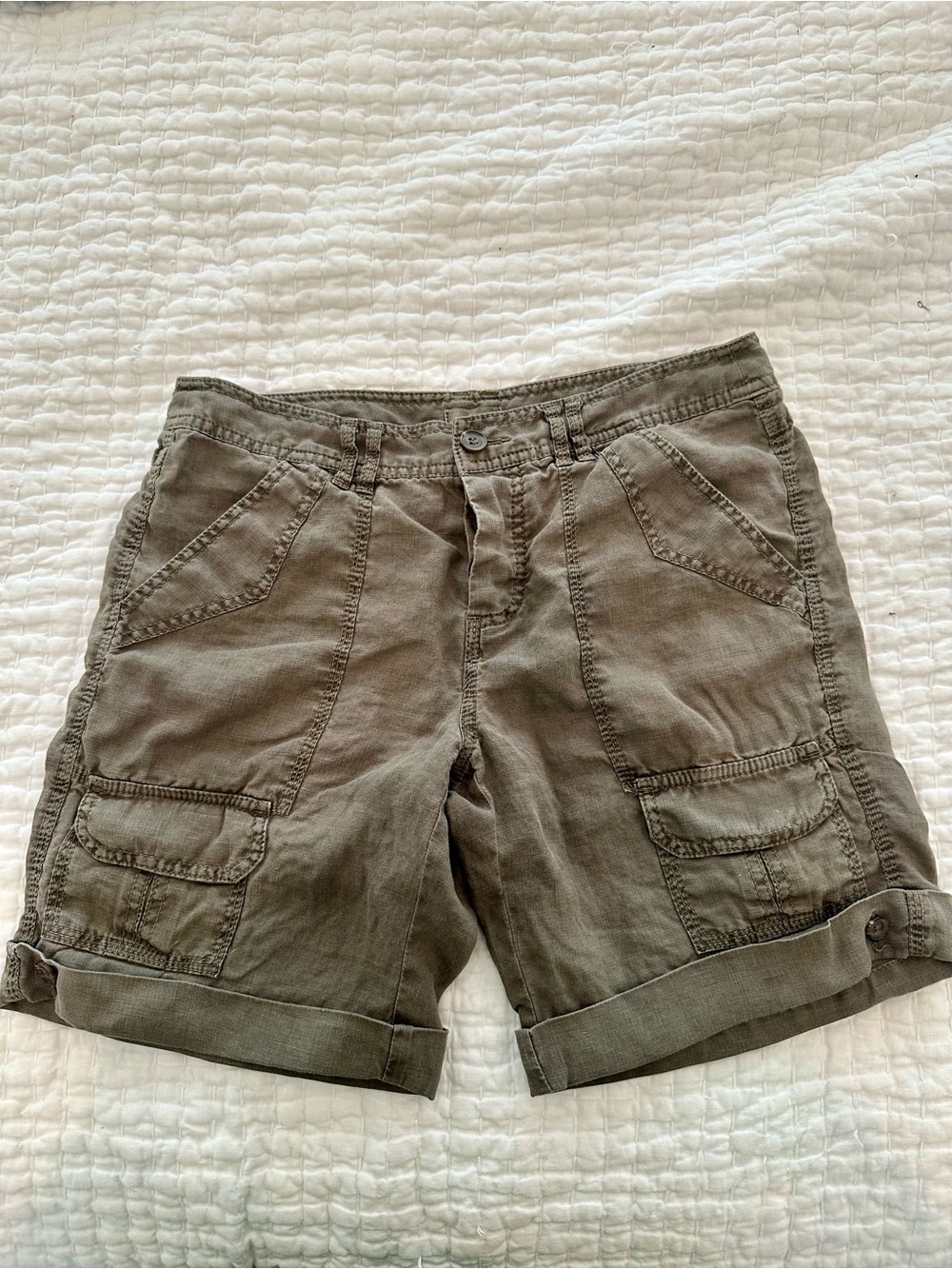 Joie Women's Linen Olive Green Cargo Shorts